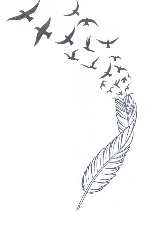 feather-n-birds-tattoo-stencil